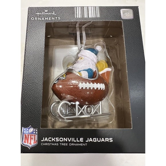 Hallmark 'Jacksonville Jaguars' NFL Santa Football Sleigh Ornament New In Box - Picture 2 of 8